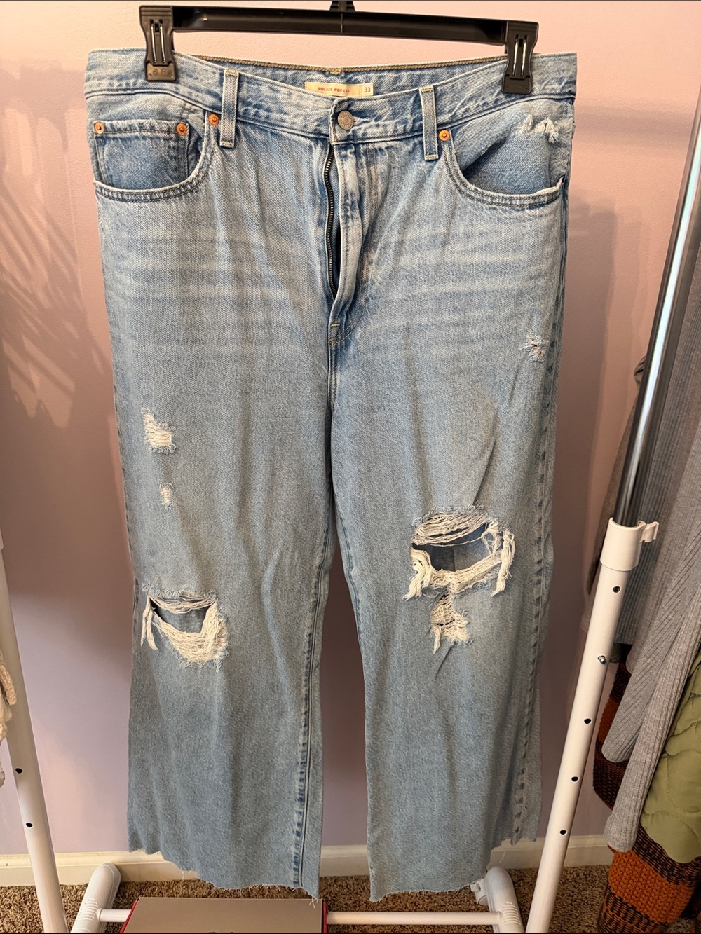 High-Rise Light Blue Distressed Women's Jeans